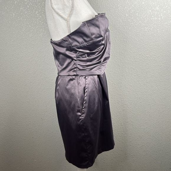 Pompous Girly Charcoal Pewter Gray 80's Style Strapless Mini Dress Size 10 (11) - Picture 4 of 9